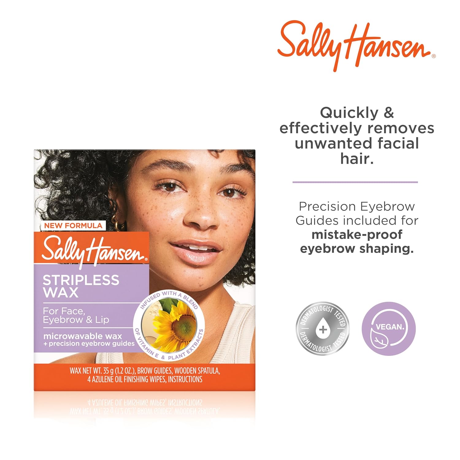 Sally Hansen Stripless Wax Kit for Face, Eyebrow & Lip | Mircrowavable Wax, At-Home Hair Removal Kit, Quick & Easy - Image 3