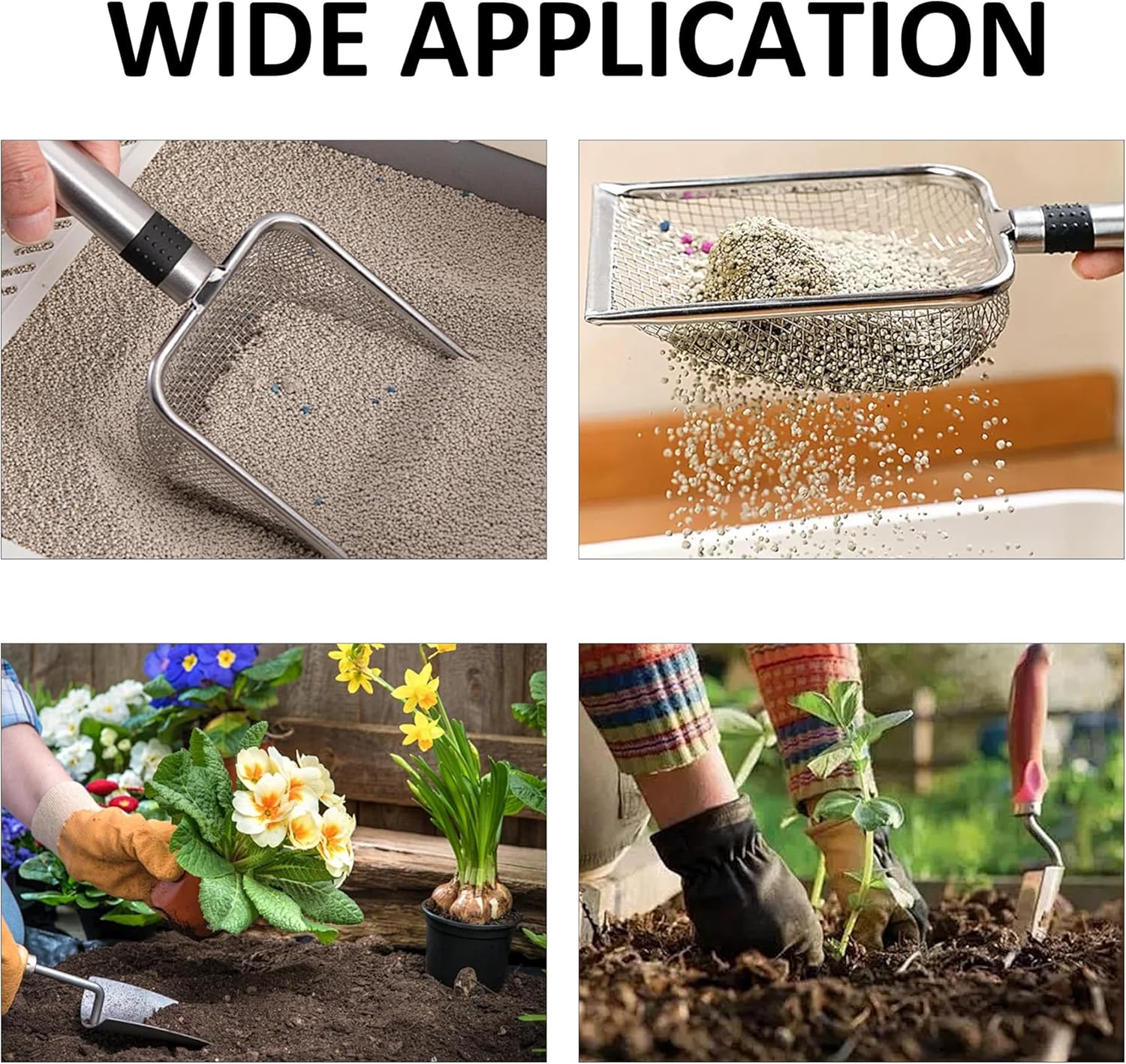 2Pcs Soil Sifter for Gardening, Stainless Steel Garden Sieve with Handle - 3mm Mesh Dirt Sifter for Compost Sand Rocks, Heavy-Duty Gardening Tool for Potting Landscaping and Planting - Image 7