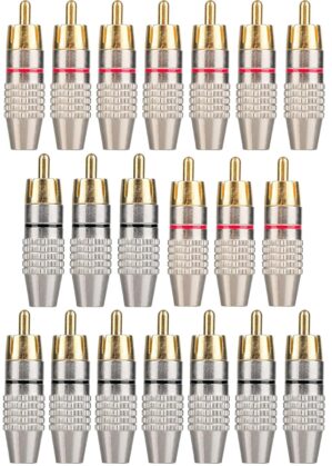 Elechood 20Pack RCA Male Plug Solde...