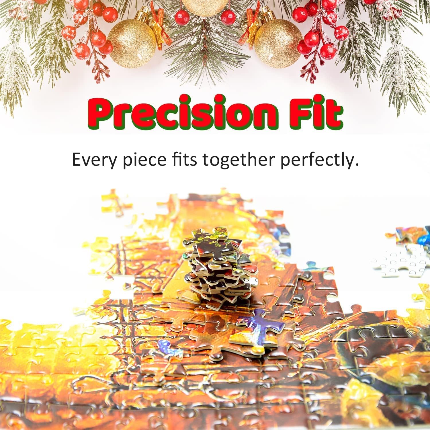 1000 Piece Cardboard Jigsaw Puzzles, Beautiful Christmas Puzzle - Every Piece Unique, Softclick Technology for 27x20 Inch - Image 2