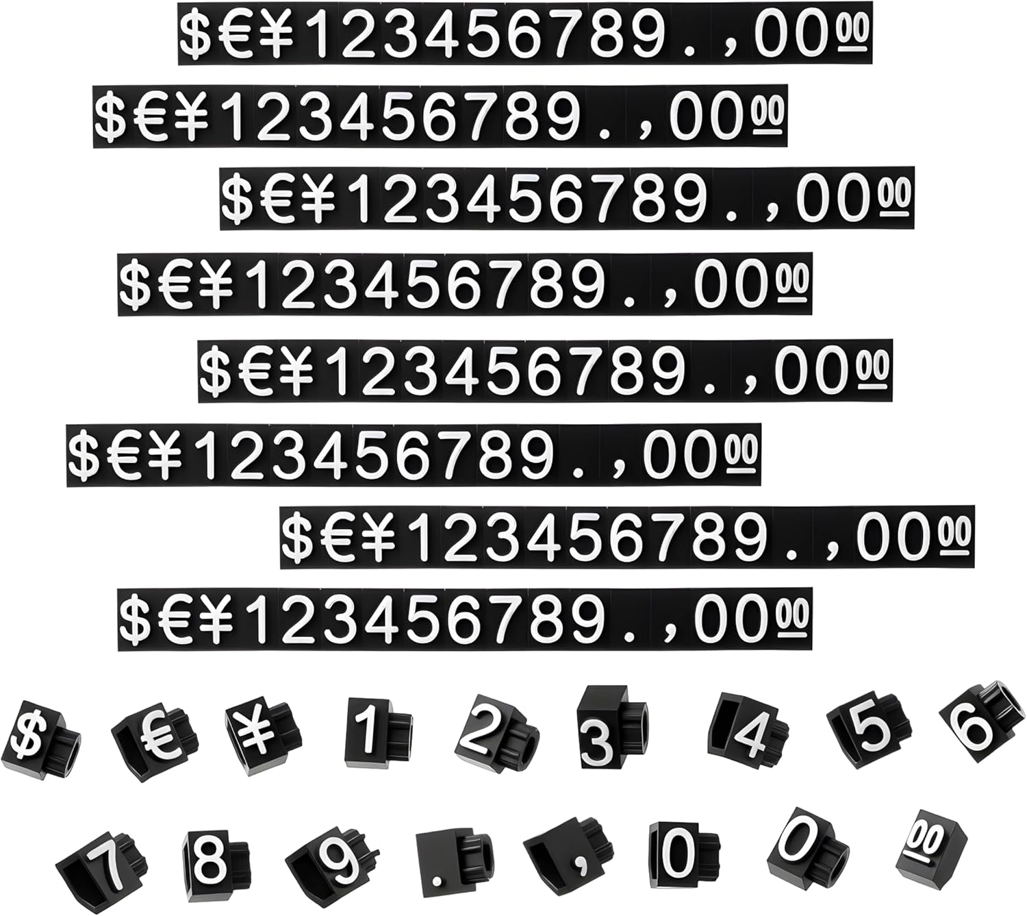 SUQ I OME 50 Sets Price Display Cube Number Letter Price Tag Cube Blocks Adjustable Dollar Display Stand Small Counter Kit for Jewelry Retail Vending Machine Shop Signs(White Number,Black) - Image 2