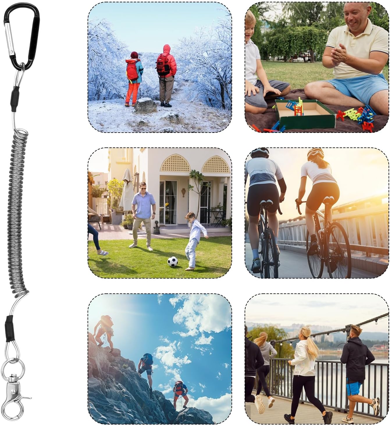 ElevateTech 6 Pack Coiled Fishing Lanyard for Kayak Fly Fishing Lanyards with Clips Heavy Duty Fish Rod Leash Steel Wire Coil Lanyard Kayak Tether Retractable Tool Lanyards for Pliers Boating - Image 4