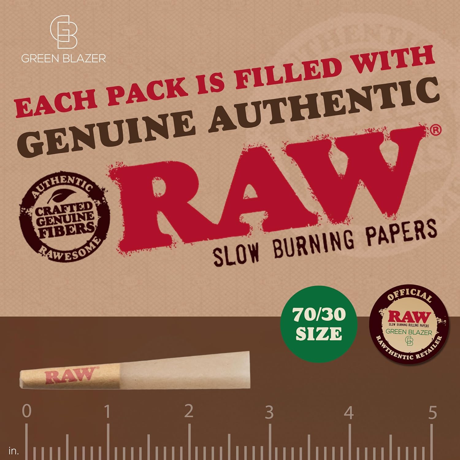 RAW Pre Rolled Cones - Single Size Dogwalker 70/30 (70mm) - 100 Pack - Mini RAW Cones with Tips for Smoking - Slow-Burning Classic Rolling Paper - Image 2