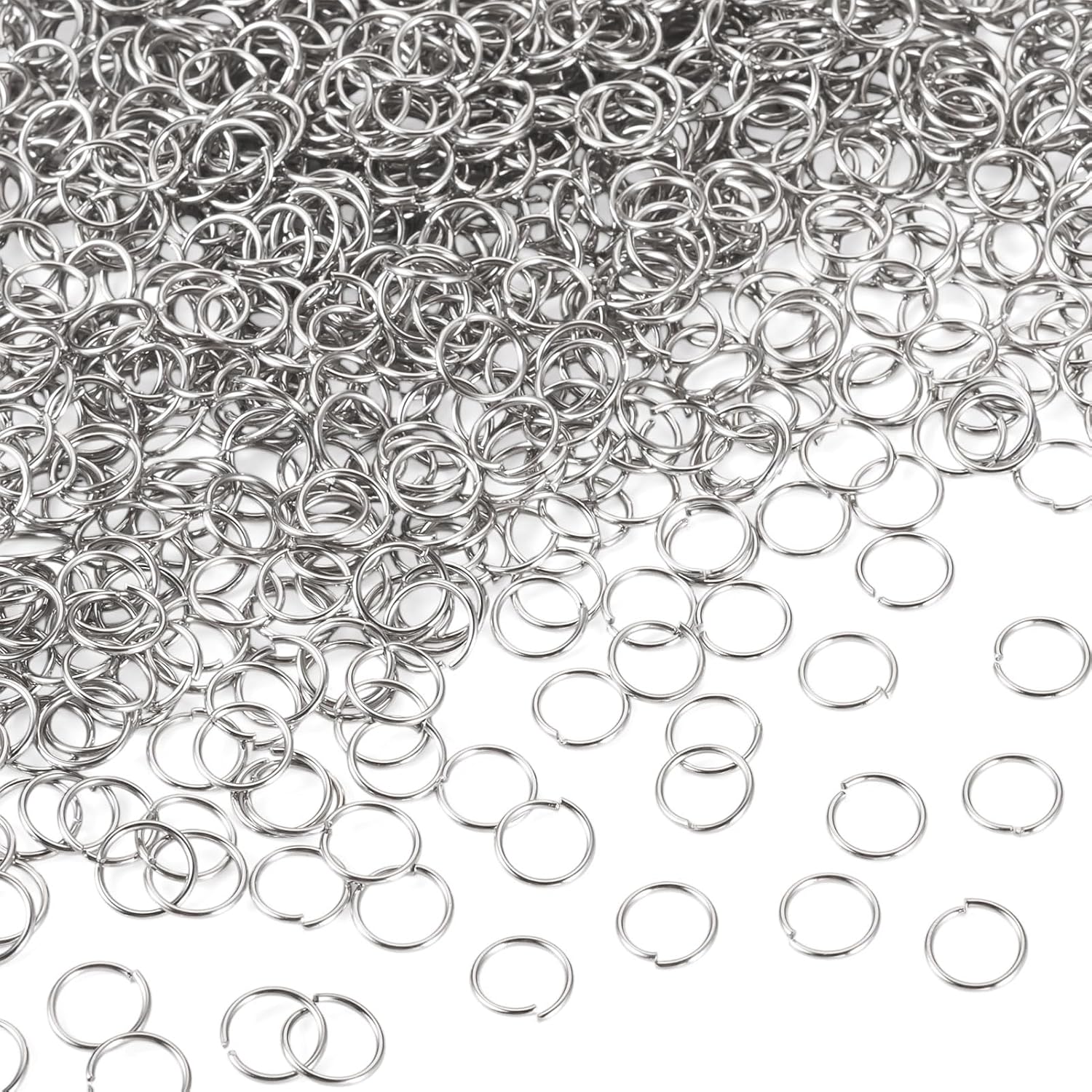 1500 Pcs Stainless Steel Jump Rings 10 mm for Jewelry Making Open Jump Rings for Necklaces Repair DIY Crafts Chainmail Chains Layer Bracelet Earrings Making