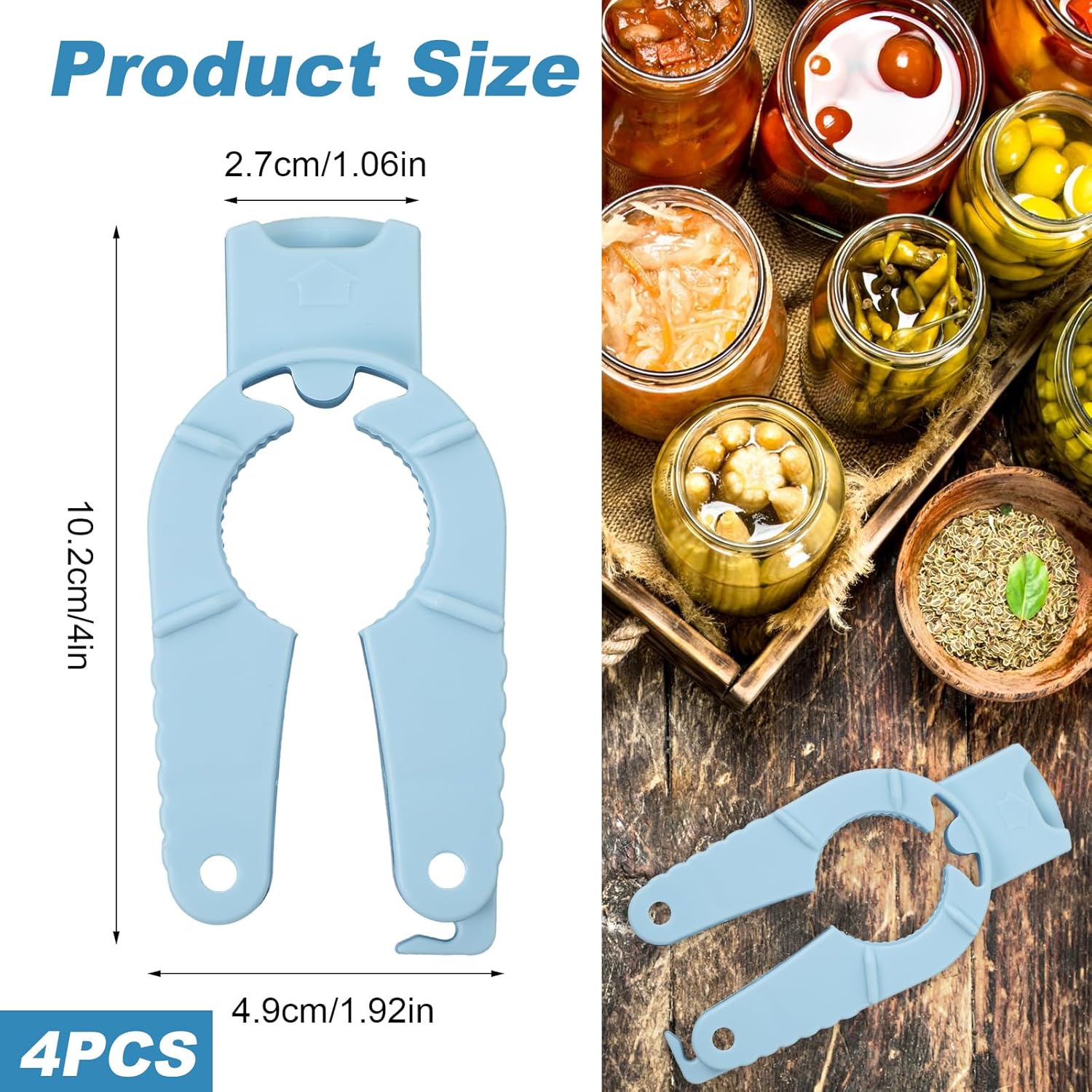 Yuanchu 4 Pcs Plastic Bottle Cap Openers, 3 in 1 Water Bottle Opener Multi-Purpose Soda Can Opener Pull Tab Opener for Arthritic Hands Seniors - Image 6