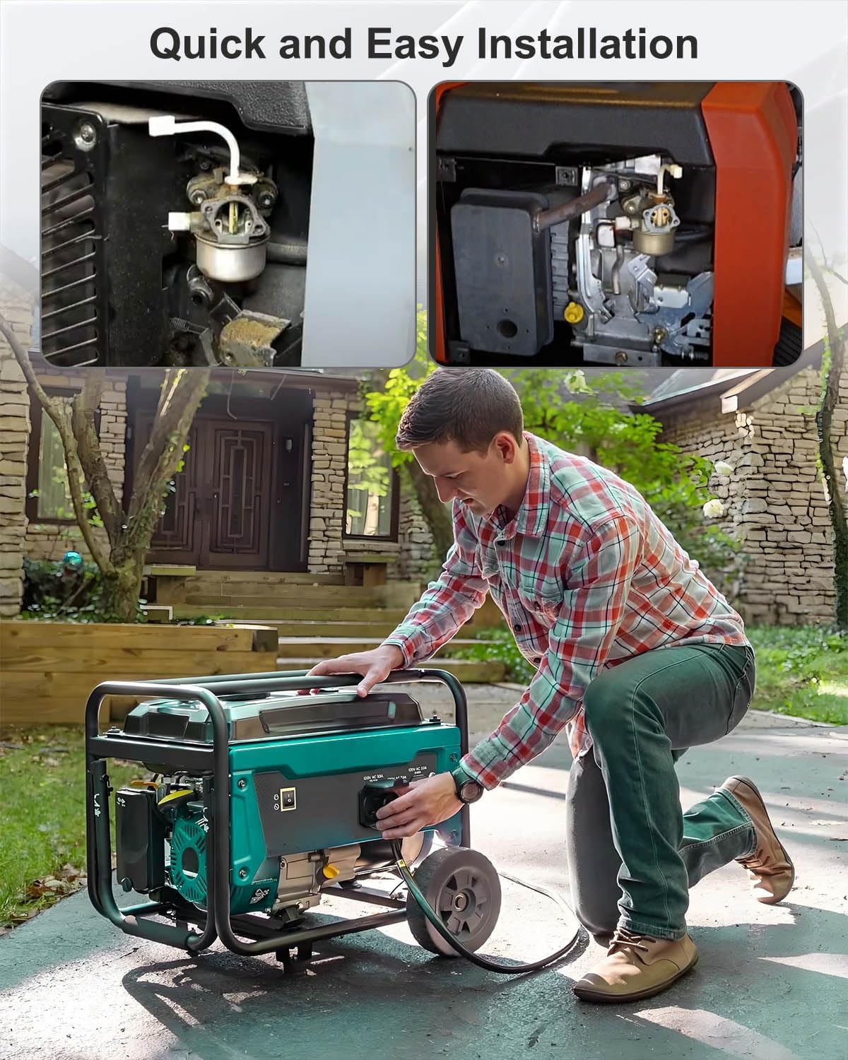 HUQUZN Carburetor Carb with Filter Spark Plug Fit for Coleman Powermate PM0401850 Pulse 1850 1500W Generator - Image 4