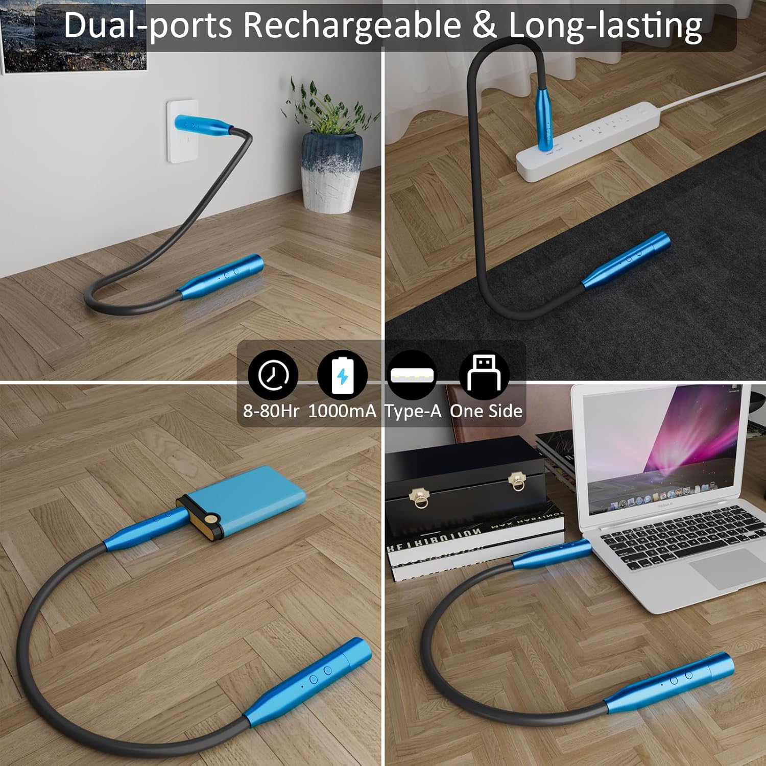 fansitc 2 Pcs LED Neck Reading Lights, Book Light for Reading in Bed, 3 Colors, 3 Brightness Levels, 380° Rotating Neck Light Rechargeable, 80 Hrs Runtime for Reading, Knitting, Crafting, Repairing - Image 5