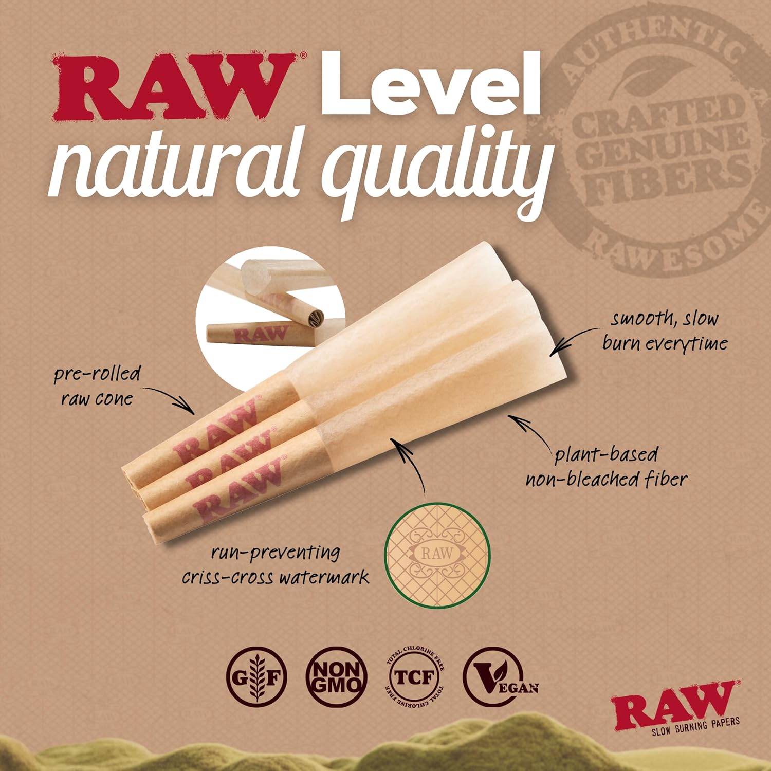 RAW Pre Rolled Cones - Single Size Dogwalker 70/30 (70mm) - 100 Pack - Mini RAW Cones with Tips for Smoking - Slow-Burning Classic Rolling Paper - Image 5