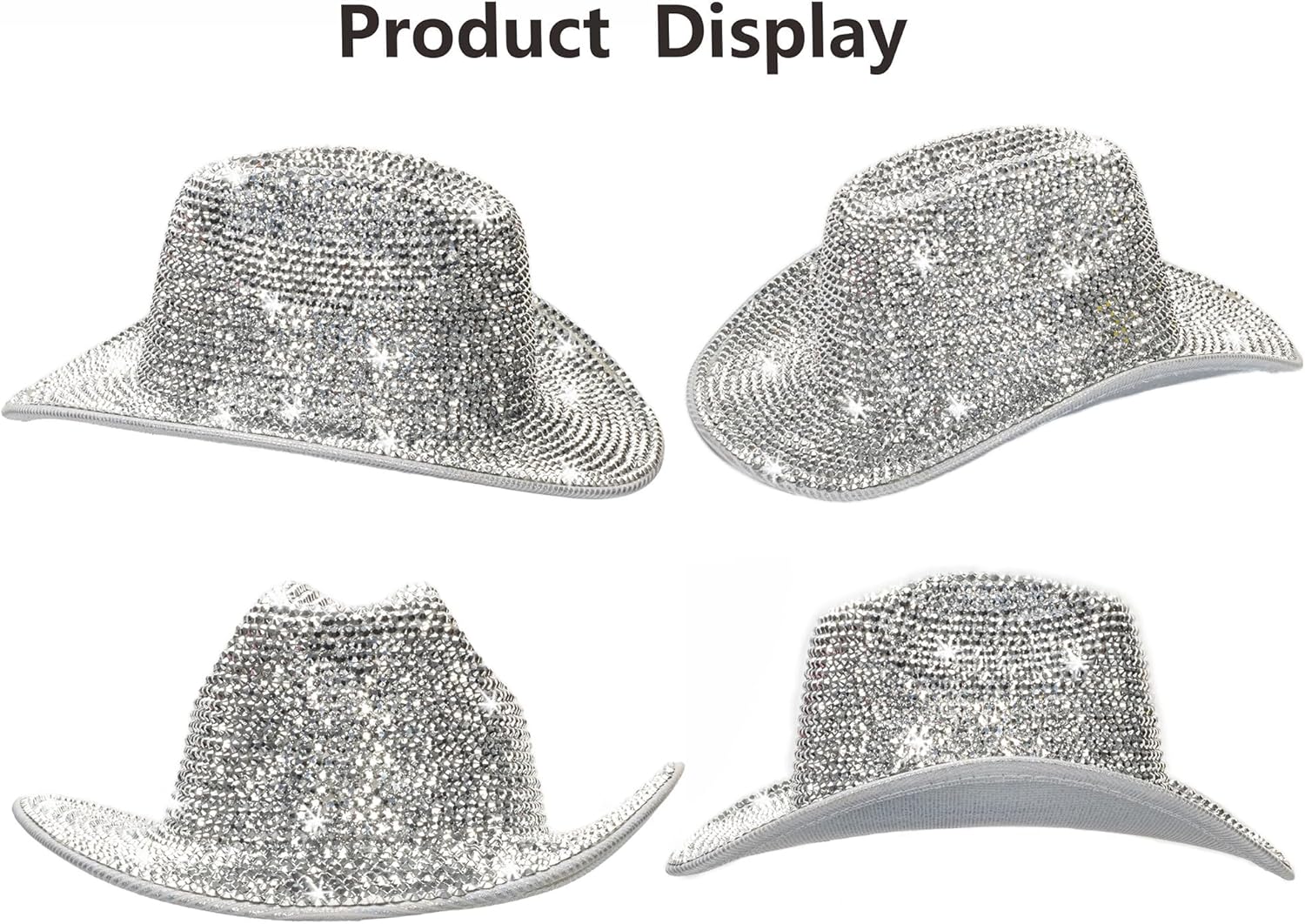 Neon Holographic Western Cowboy Hat for Womens - Glitter Cowgirl Hat for Disco Parties and Costumes - Image 2