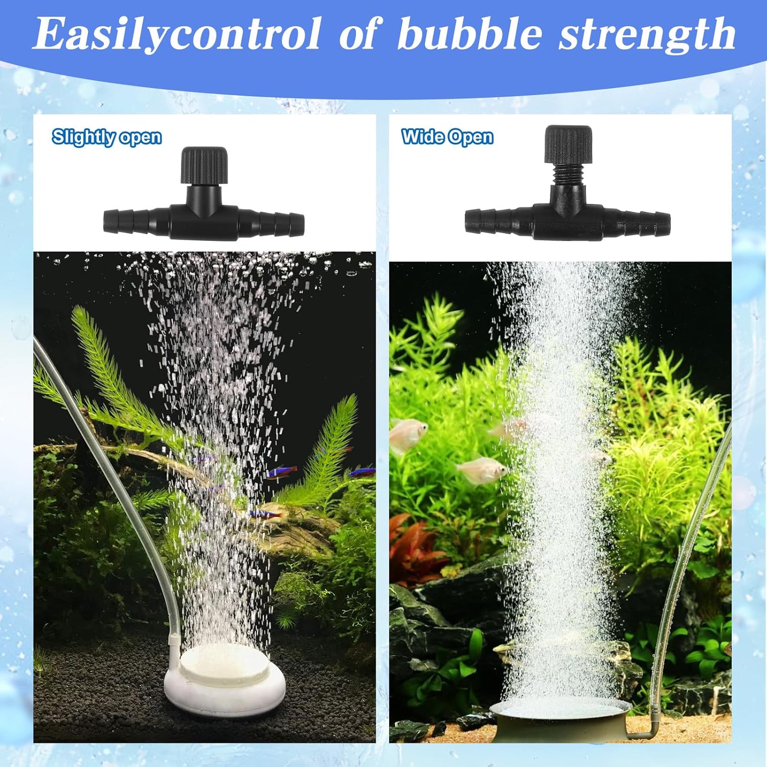 HJZHII 10 Pcs Aquarium Air Control Valves for 3/16" (4mm) ID Airline Tubing, Adjustable T Shaped Hose Connectors Black Single Way Plastic Air Flow Regulator Airpump Accessories for Fish Tanks - Image 6