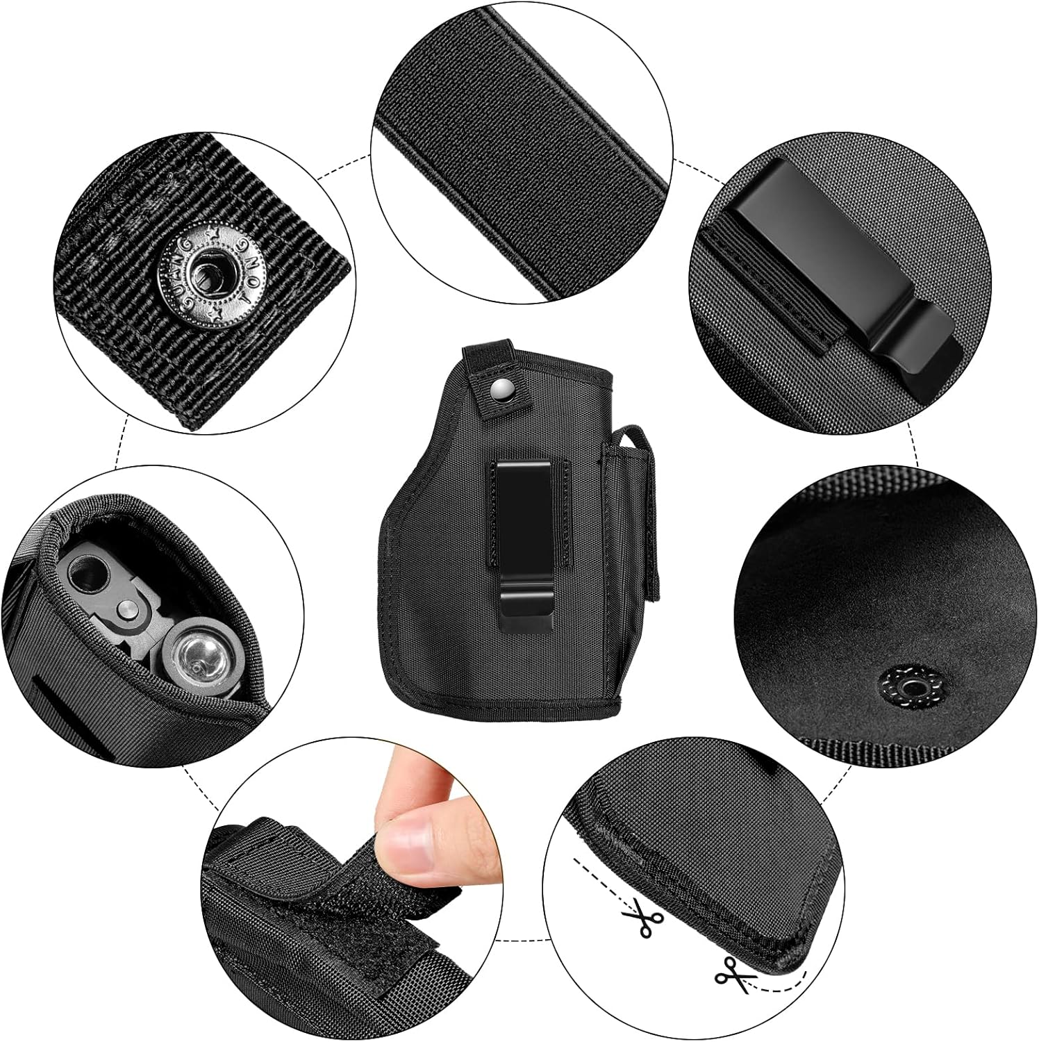 Concealed Carry Holster with Mag Pouch Fits Pistols with Light/Laser, Universal IWB/OWB Holsters for Men Women Fits Right Hand and Left - Image 5