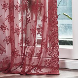 Kotile Burgundy Lace Curtains 84 In...