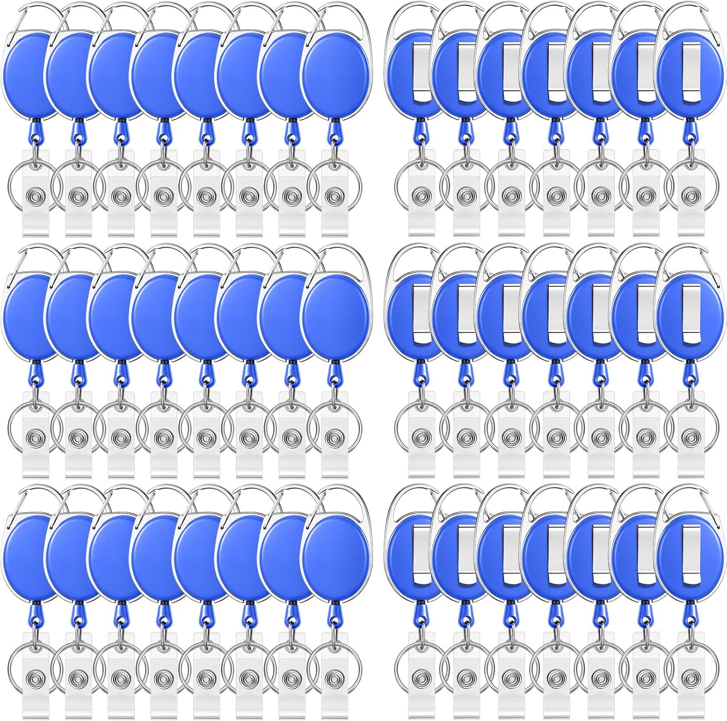 Honoson 50 Pcs Heavy Duty Retractable Badge Reels Batch ID Badge Holder Retractable Clip Bulk Key Holder with Ring for Office Worker Employee, Doctor Nurse Gifts (Dark Blue)