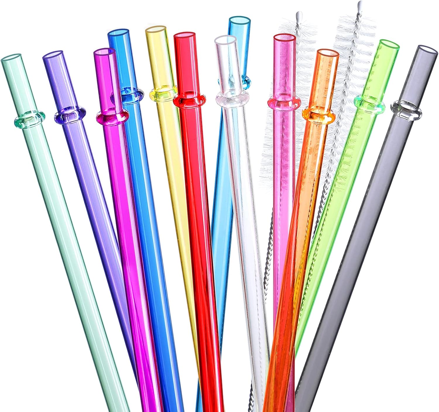 24 PCS, Reusable Straws with 4 Brushes, 10.5" Long Tritan Hard Plastic Straws, 12 Colors Translucent Replacement Drinking for 16OZ-32 OZ Tumblers, Cups, Jars, Stanley, YETI, Starbucks, BPA Free - Image 8