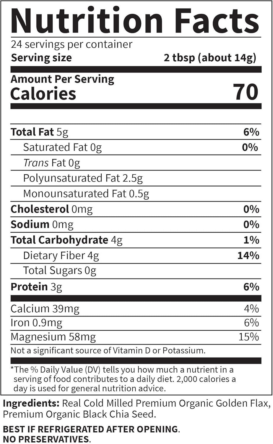 Garden of Life 100% USDA Organic Ground Flax Seed & Chia Blend, Gluten Free Cold Milled Golden Flaxseed Meal plus Premium Black Chia Seeds - Vegan Fiber, Protein and Omega 3 Fatty Acids, 24 Servings - Image 5