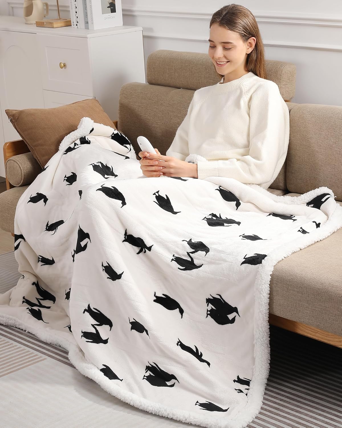 Electric Throw Blanket Heated Blanket Throw with 5 Heating Levels & 4 Hours Auto Off 50"x60" Cute Heated Throw Blanket with ETL & FCC Certification for Home Office, Machine Washable, Great Gift - Image 7