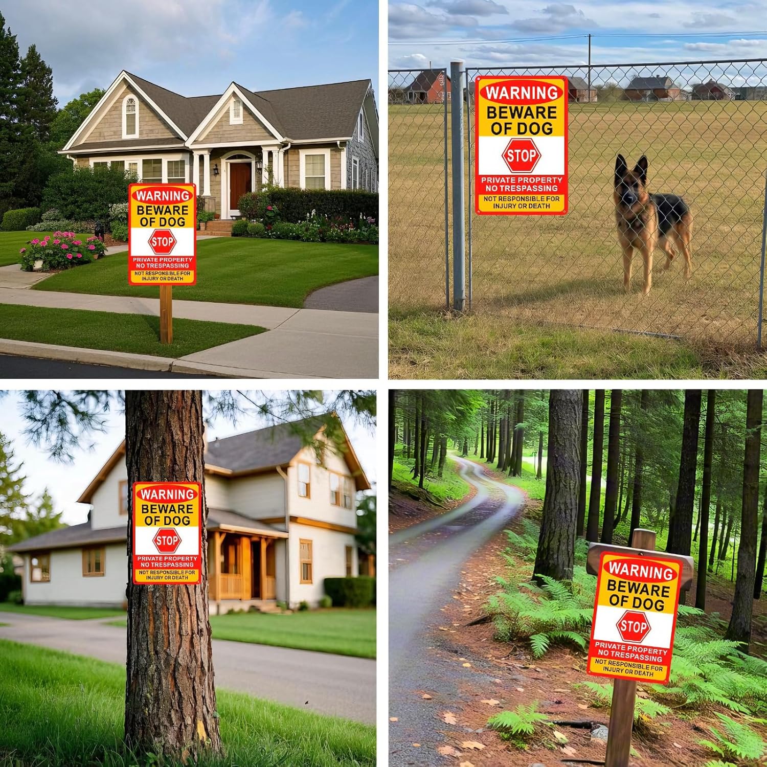 3 Pack Beware Of Dog Sign,8x12 Inches, Reflective Film, Anti-Rust Aluminum Metal Logo, Private Property No Trespassing Sign, Suitable For Home Garden Garage Farm - Image 7