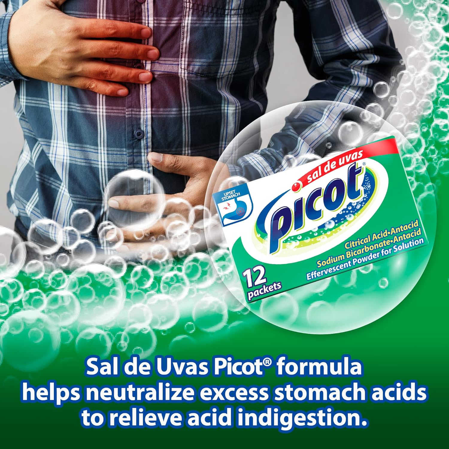 Sal de Uvas Picot, Effervescent Powder Solution, Antacid, 0.17 Oz, 3-Pack of 8 Packets, 3 Boxes. - Image 6