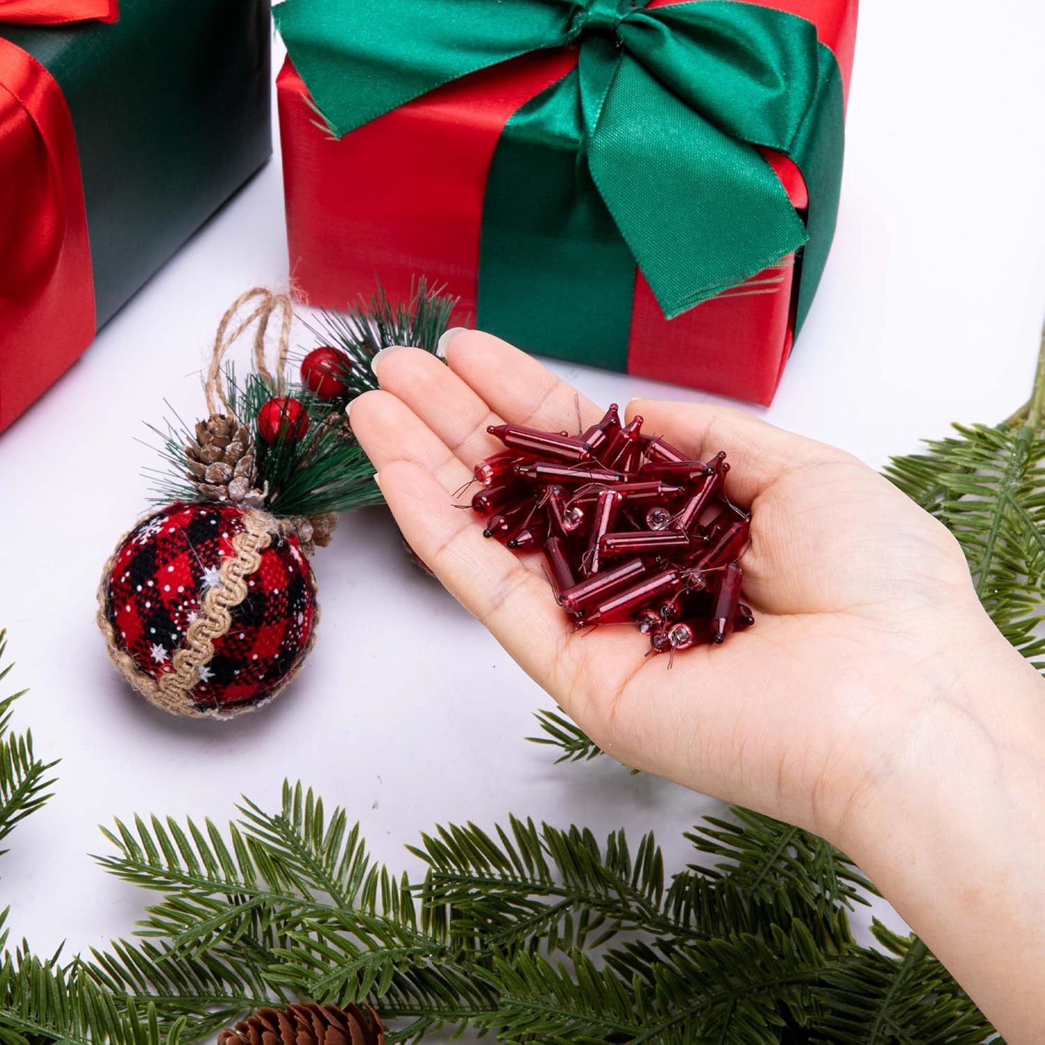 EBaokuup 100pcs Mini Christmas Replacement Light Bulbs - Red 2.5 Volt Replacement Christmas Lights - Tree Replacement Light Bulbs for New Year Valentine's Day Decorative - Image 3