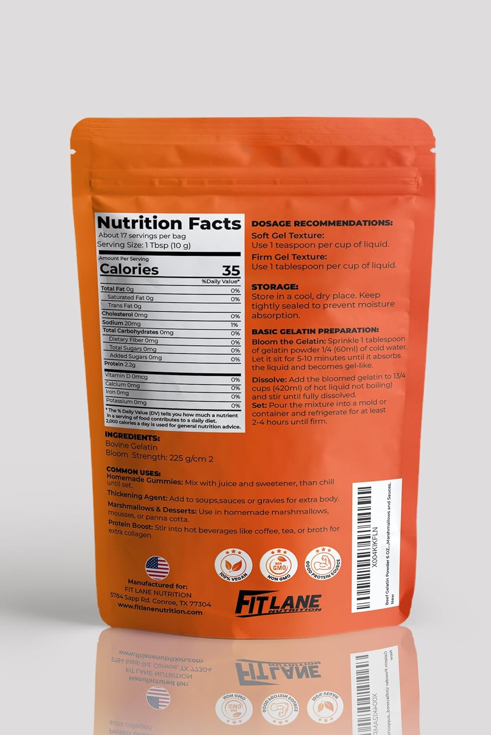 Gelatin Powder Unflavored 6 oz - Bulk Bag - Gelatina Sin Sabor en Polvo - Product of USA - Perfect for Desserts, Baking & Cooking - Supports Hair, Skin & Nails - Image 2