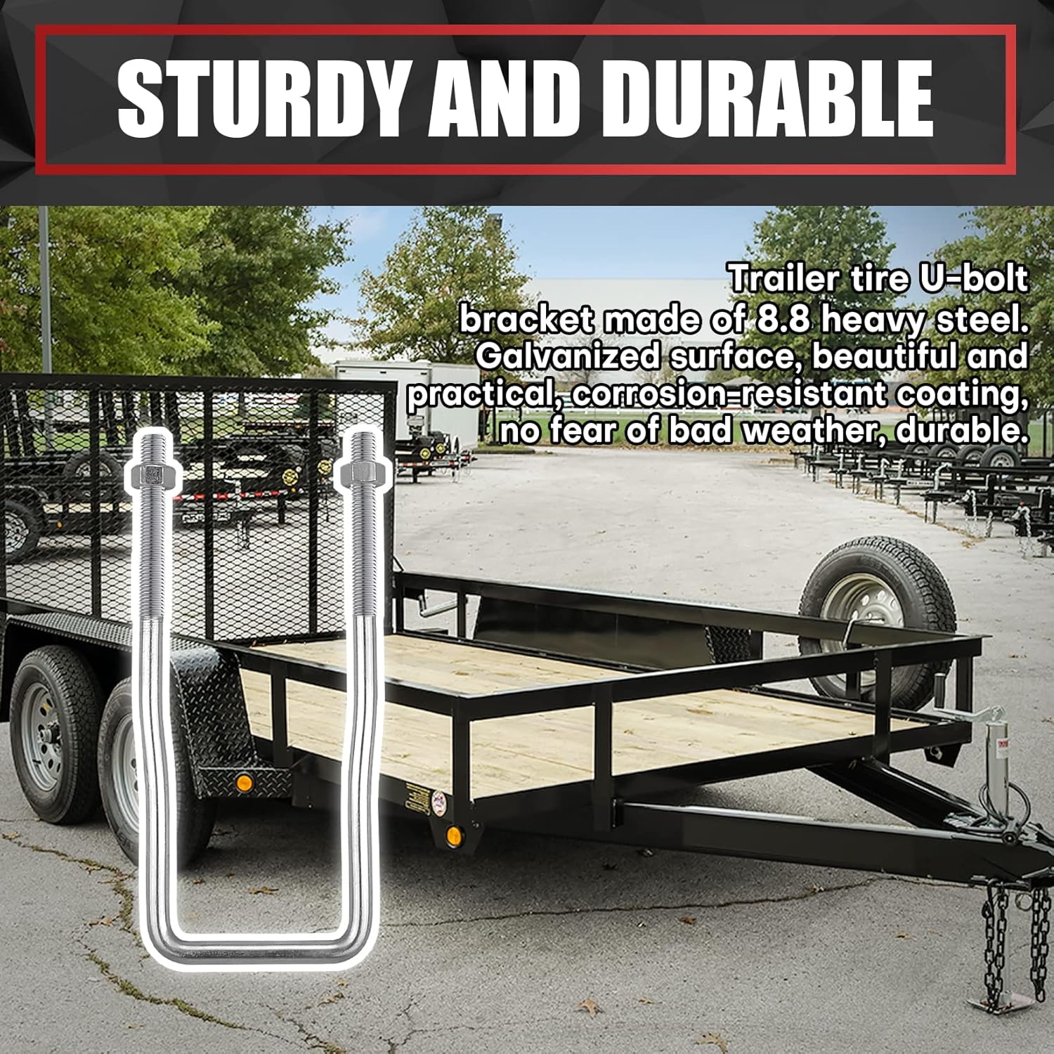 VIAGL U-Bolt Trailer Spare Tire Bracket, Spare Tire Carrier Galvanized Threaded Spare Tire Mount Bracket Side Mount 4 or 5 Lugs fit for Fishing Boat, Ski Boat or Sailboat Trailer - Image 7