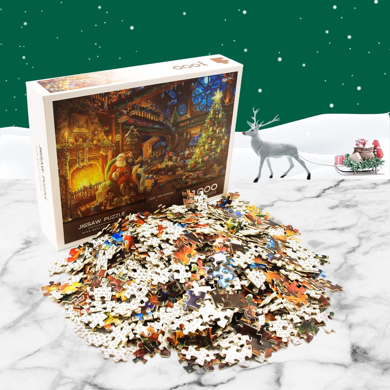 1000 Piece Cardboard Jigsaw Puzzles, Beautiful Christmas Puzzle - Every Piece Unique, Softclick Technology for 27x20 Inch - Image 7