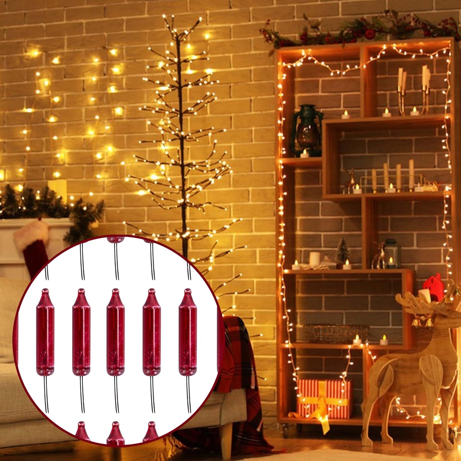 EBaokuup 100pcs Mini Christmas Replacement Light Bulbs - Red 2.5 Volt Replacement Christmas Lights - Tree Replacement Light Bulbs for New Year Valentine's Day Decorative - Image 4