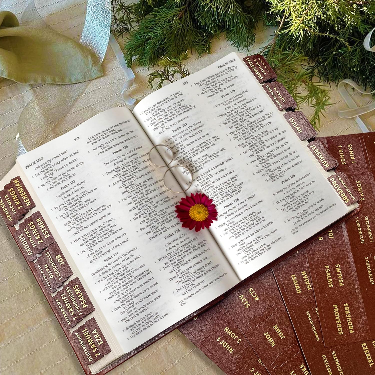 Bible Tabs for Women Men - 80 Large Gold Foil Laminated Leather Paper Bible Study Journaling Supplies, 66 Old New Testament + 14 Blank Self-Stick Index Tabs Easy to Navigate (Brown) - Image 6