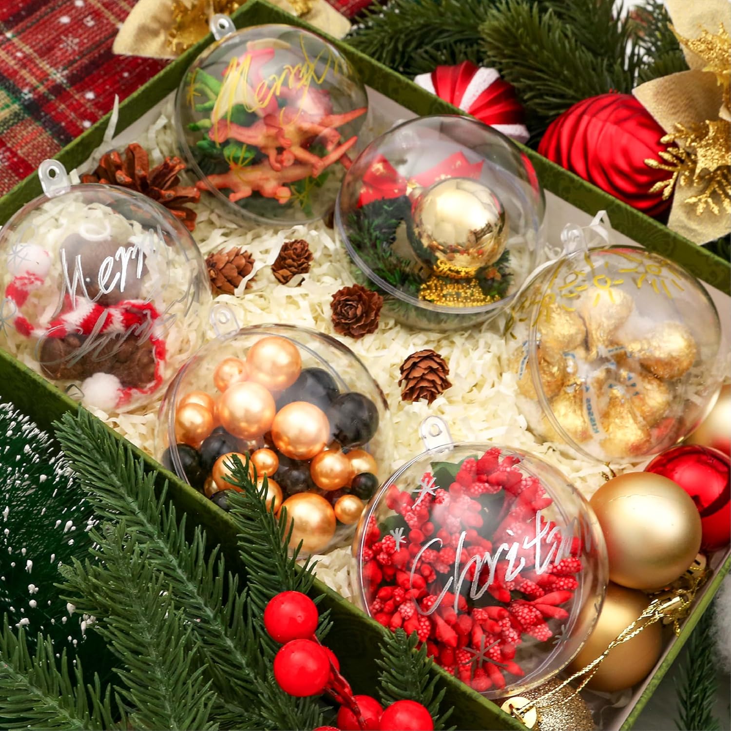 20 PCS Clear Plastic Fillable Balls Ornaments, 3.15 Inch Christmas Ornament Balls for DIY Crafts, Hanging Ornaments, Christmas Tree Decoration, Personalized Gifts, Home Decor - Image 5