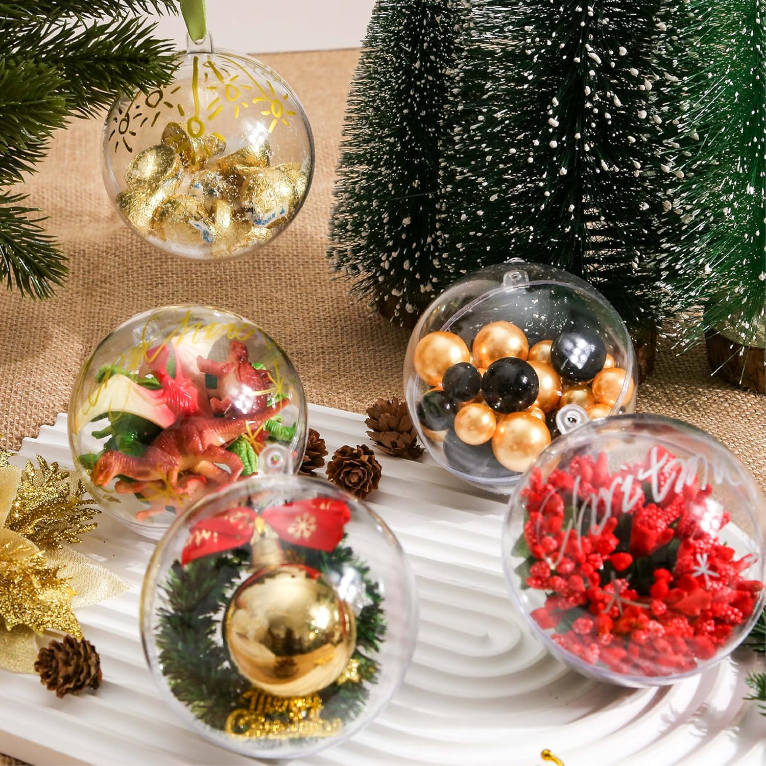 20 PCS Clear Plastic Fillable Balls Ornaments, 3.15 Inch Christmas Ornament Balls for DIY Crafts, Hanging Ornaments, Christmas Tree Decoration, Personalized Gifts, Home Decor - Image 4