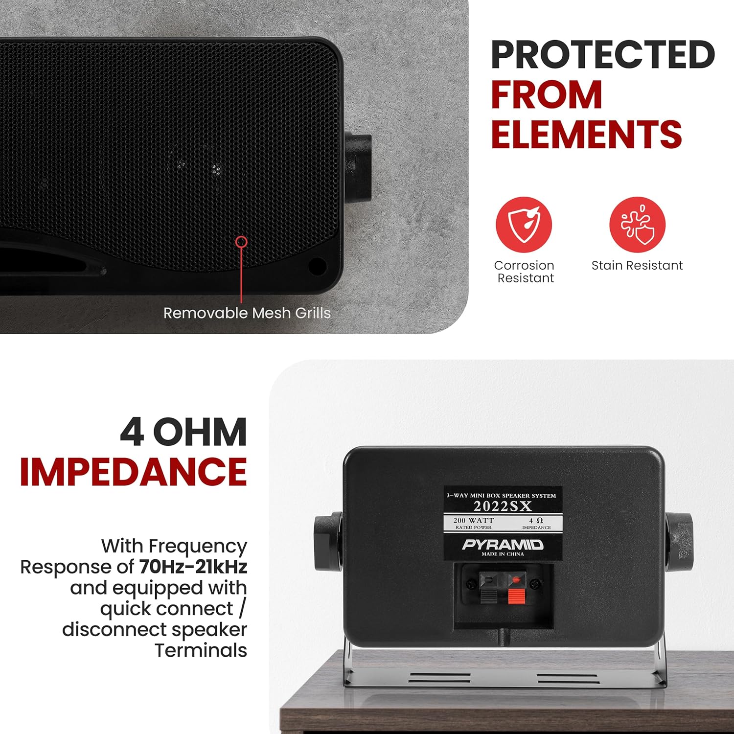 Pyramid 3-Way Indoor Outdoor Speaker System - 3.5 Inch 200W Pair of Mini Box Ceiling Wall Mount Speakers w/1" Tweeter, 3.25" Woofer, 1.75” Midrange - Home Theater Entertainment, PA System - 2022SX - Image 5