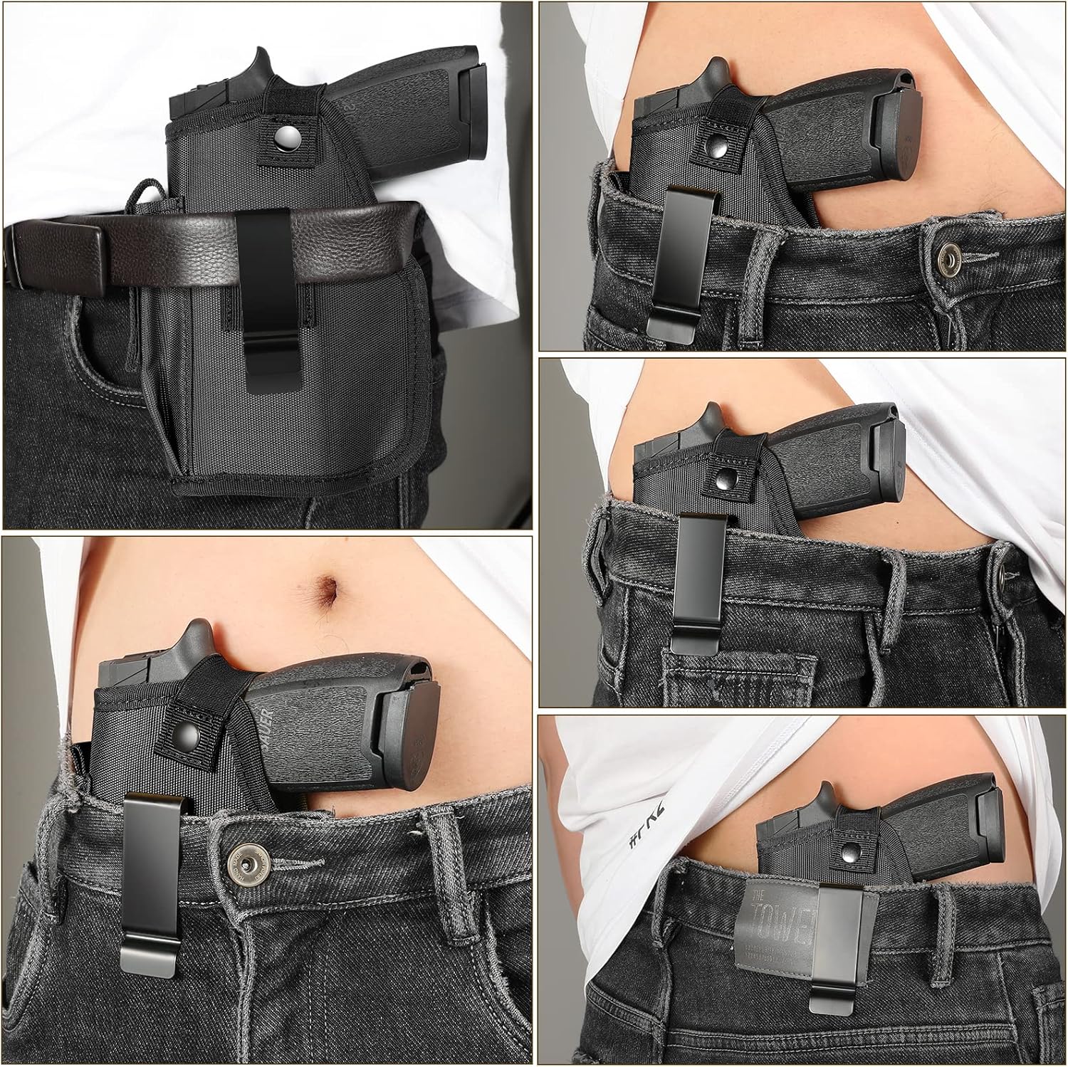 Concealed Carry Holster with Mag Pouch Fits Pistols with Light/Laser, Universal IWB/OWB Holsters for Men Women Fits Right Hand and Left - Image 4