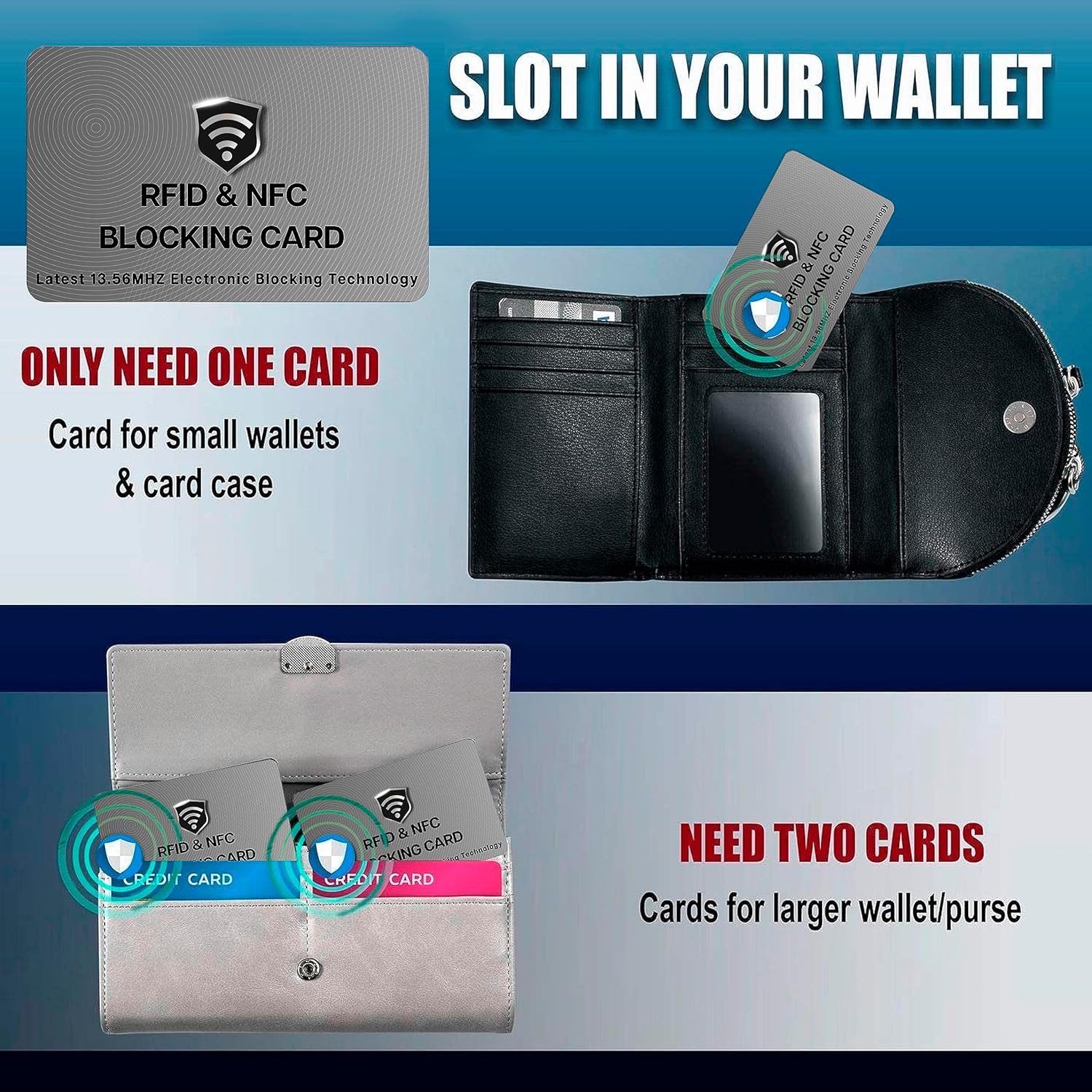 SaiTech IT 5 Pack RFID Blocking Cards, One Protects Entire Wallet Purse, NFC Contactless Bank Debit Credit Card Protector ID ATM Guard - Grey - Image 9