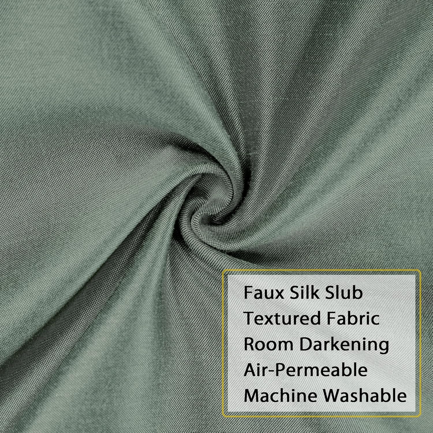 Chyhomenyc Uptown 2PCS Sage Green Kitchen Tier Curtains 36 inch Length, Faux Silk Room Darkening Soft Lightweight Short Cafe Curtains for Farmhouse Bathroom Bedroom Small Windows, Each 30Wx36L inch - Image 4