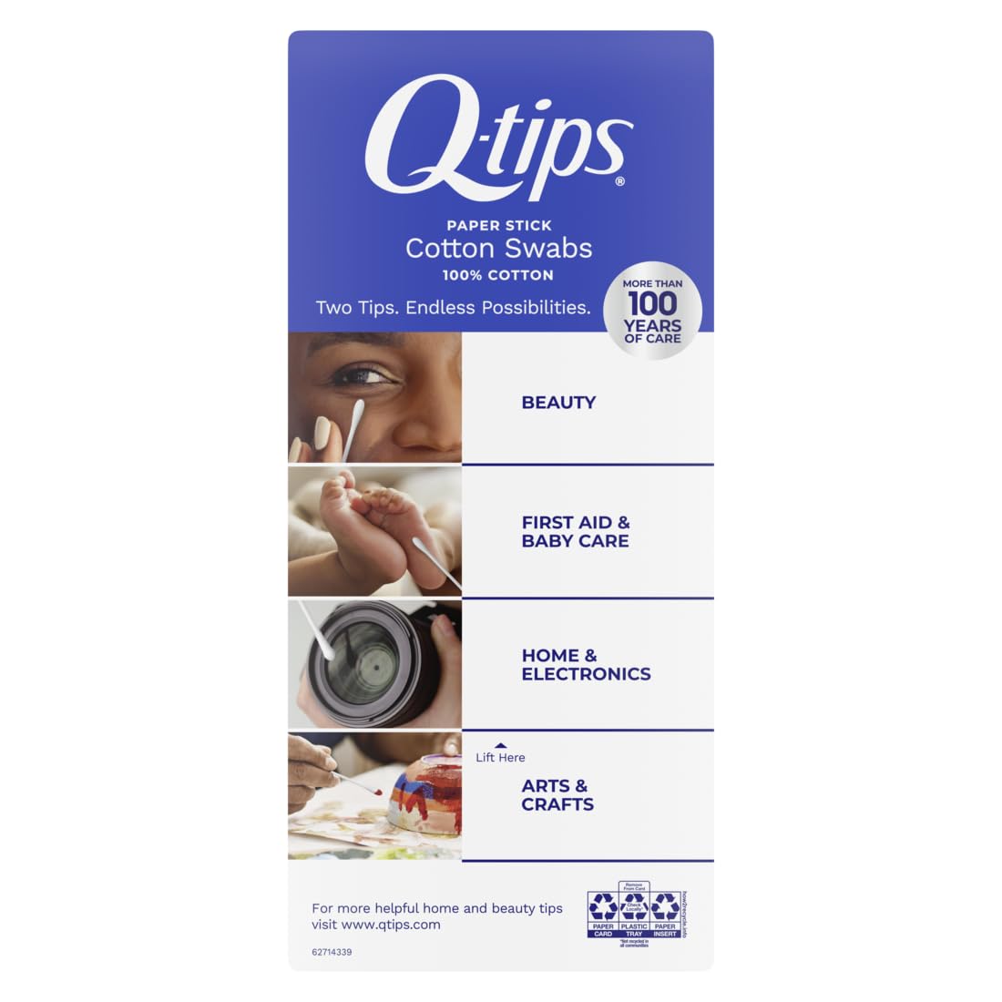 Q-tips Cotton Swabs For Hygiene and Beauty Care Original Cotton Swab Made With 100% Cotton 625 Count - Image 2