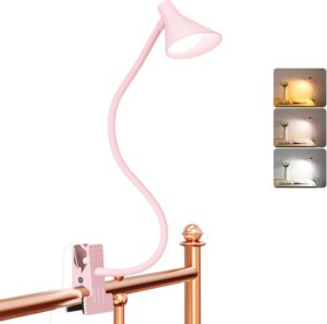 Pink Small Desk Lamp Clip on LED Re...