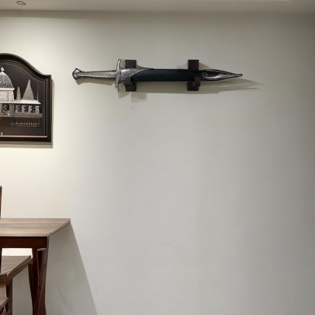 Sword Wall Mount Display Hooks - Wood Sword Holder Rack, Hanger for Martial Arts Weapons, Axe, Knife, Dagger, Lightsaber and Wizard Wand at Home or Office - Image 3