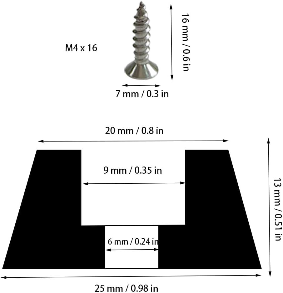 20 PCS Black Rubber Feet with Stainless Screws, Non Slip Rubber Bumper for Cutting Board (0.51" H x 1" D) - Image 3