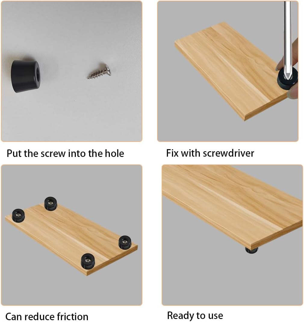 20 PCS Black Rubber Feet with Stainless Screws, Non Slip Rubber Bumper for Cutting Board (0.51" H x 1" D) - Image 5