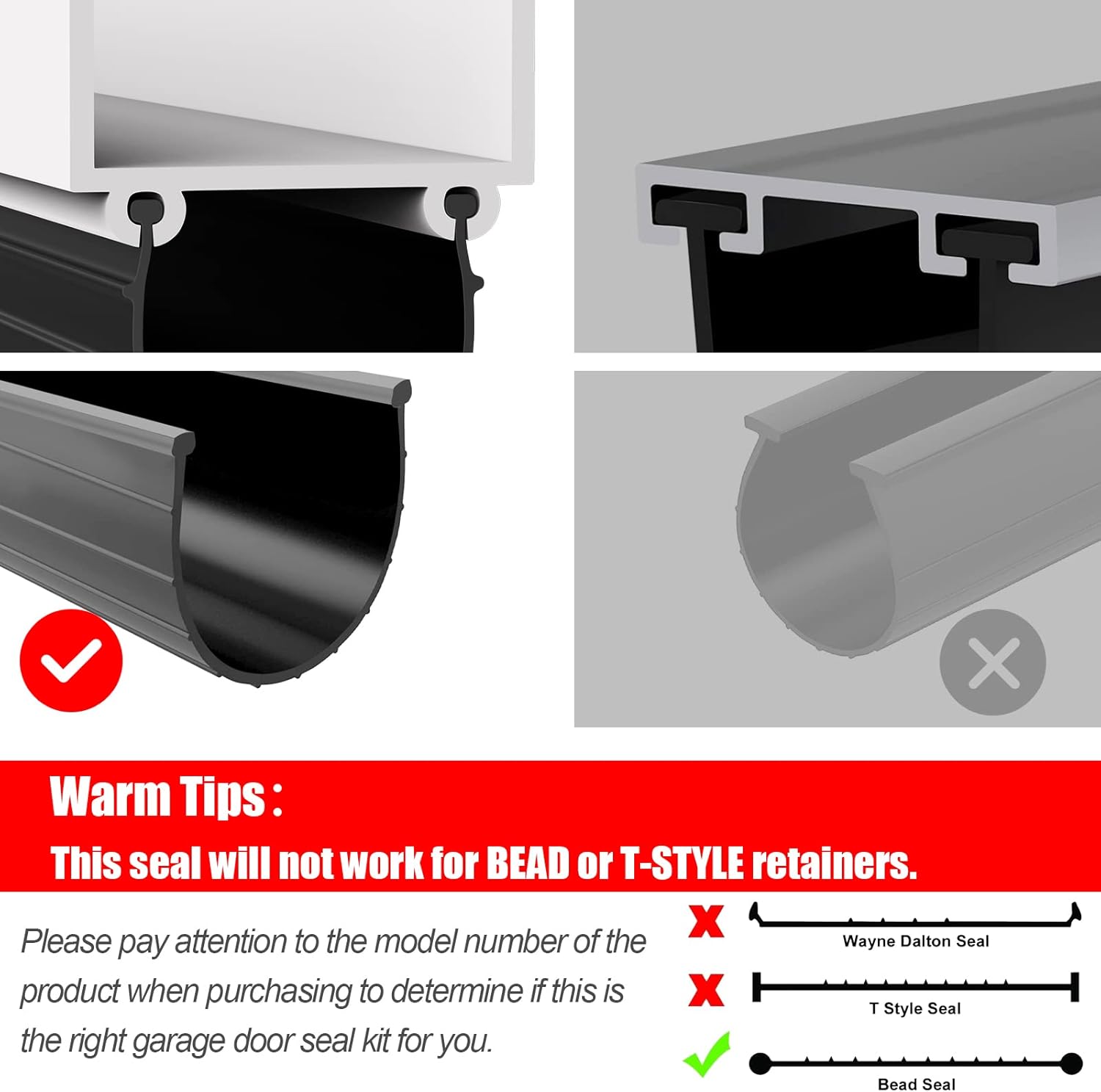 Replacement Wayne Dalton Garage Door Bottom Weather Seal 154448 for Weather Stripping Fit 9 feet Wide Doors (9 feet) - Image 4