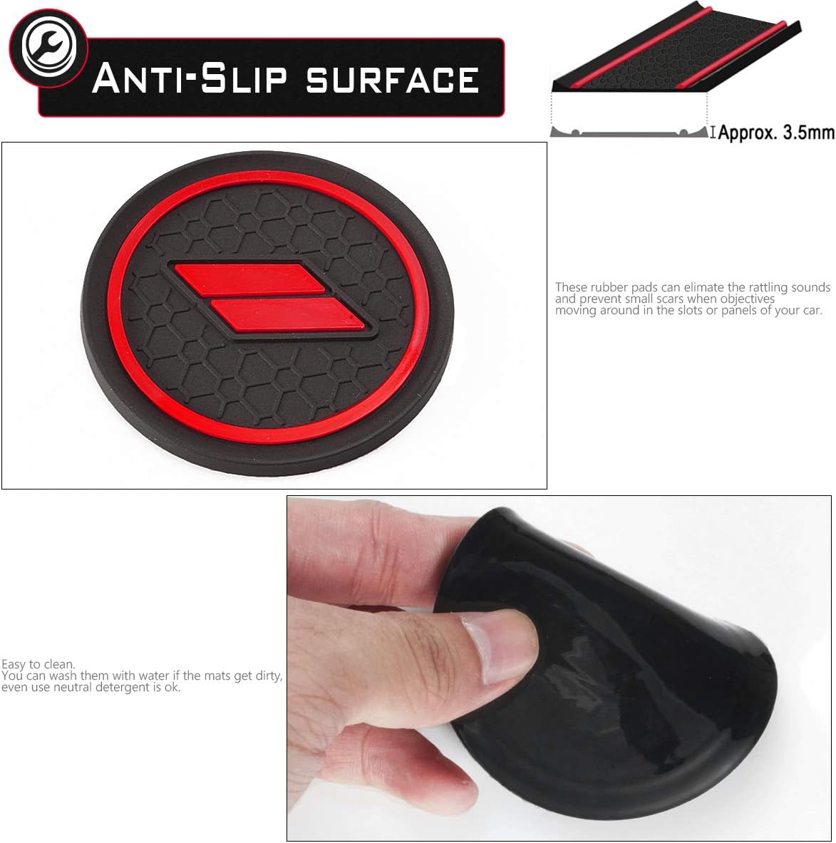 Auovo Anti dust Mats for Charger 2021 2015-2022 Accessories Custom Fit Cup Holder Liners Mats(6pcs/Set, red) - Image 5