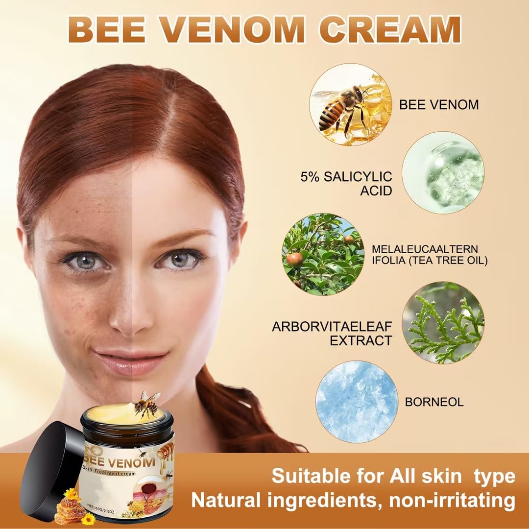2Pcs Bee Venom Skin Treatment Cream, Bee Venom Comprehensive skincare Cream, 2025 New Professional Bee Venom Gel, Bee Venom Moisturizing Gel for All Body Parts/60g - Image 6