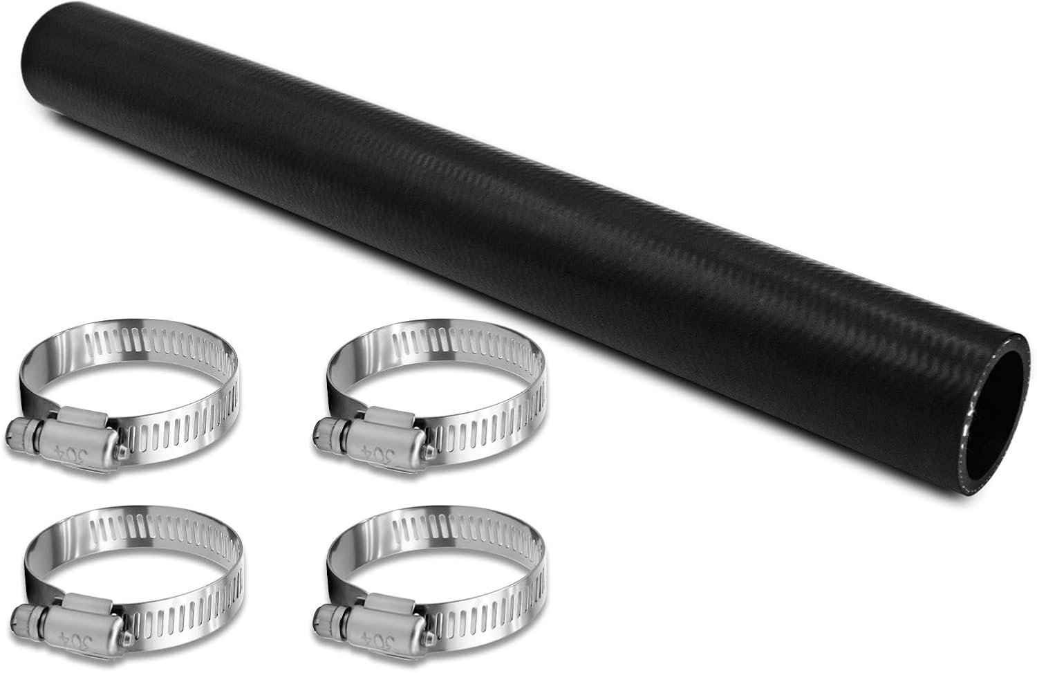 1 1/2" Gasoline Fuel Filler Neck Hose with 4 Clamps - 15 7/8" Length Gas Tank Hose Replacement (1.5" ID Straight)