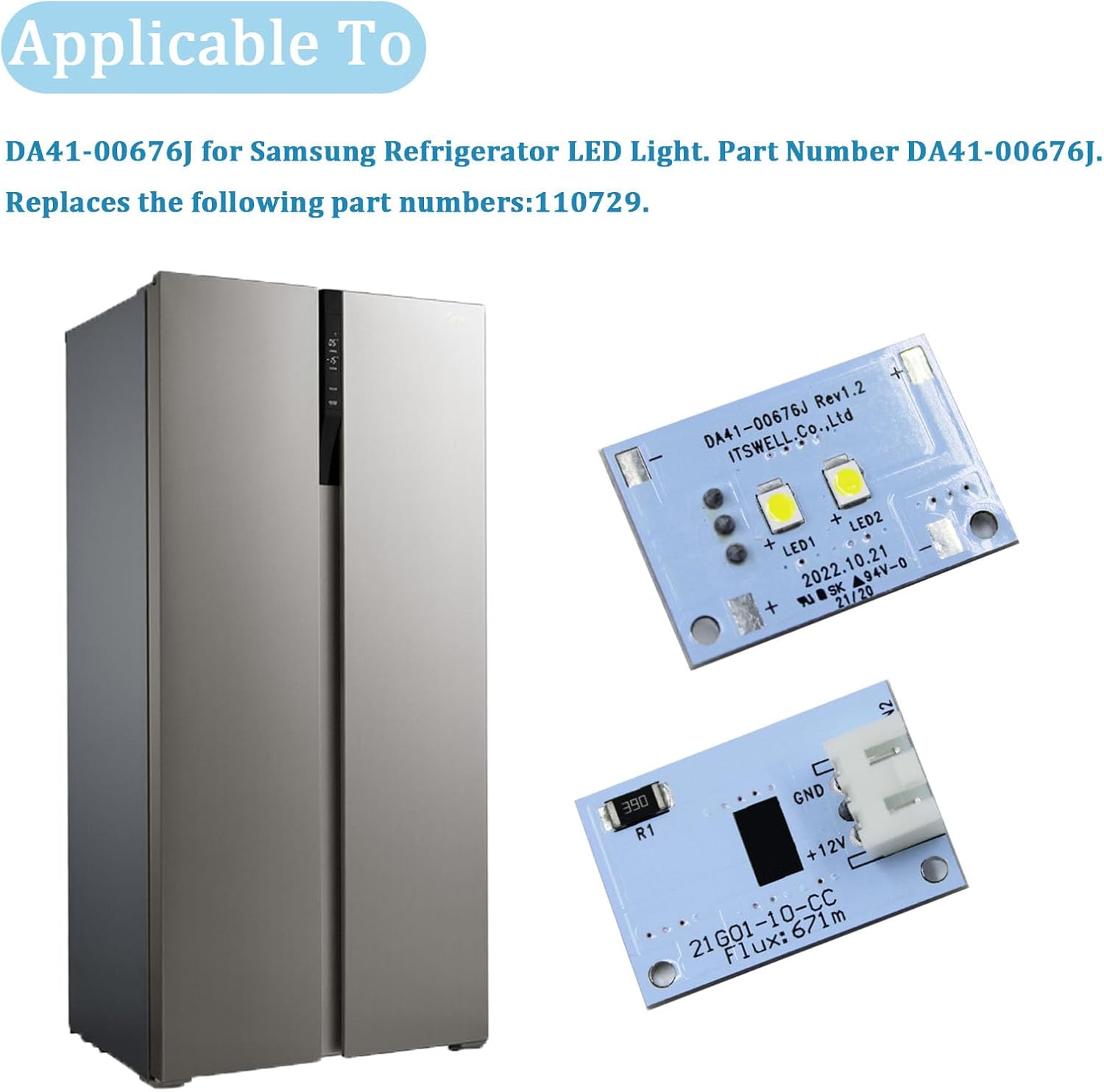 DA41-00676J led Light Freezer LED Light Fit for Samsung Refrigerator AP6000168 PS11732779 EAP11732779 - Image 4