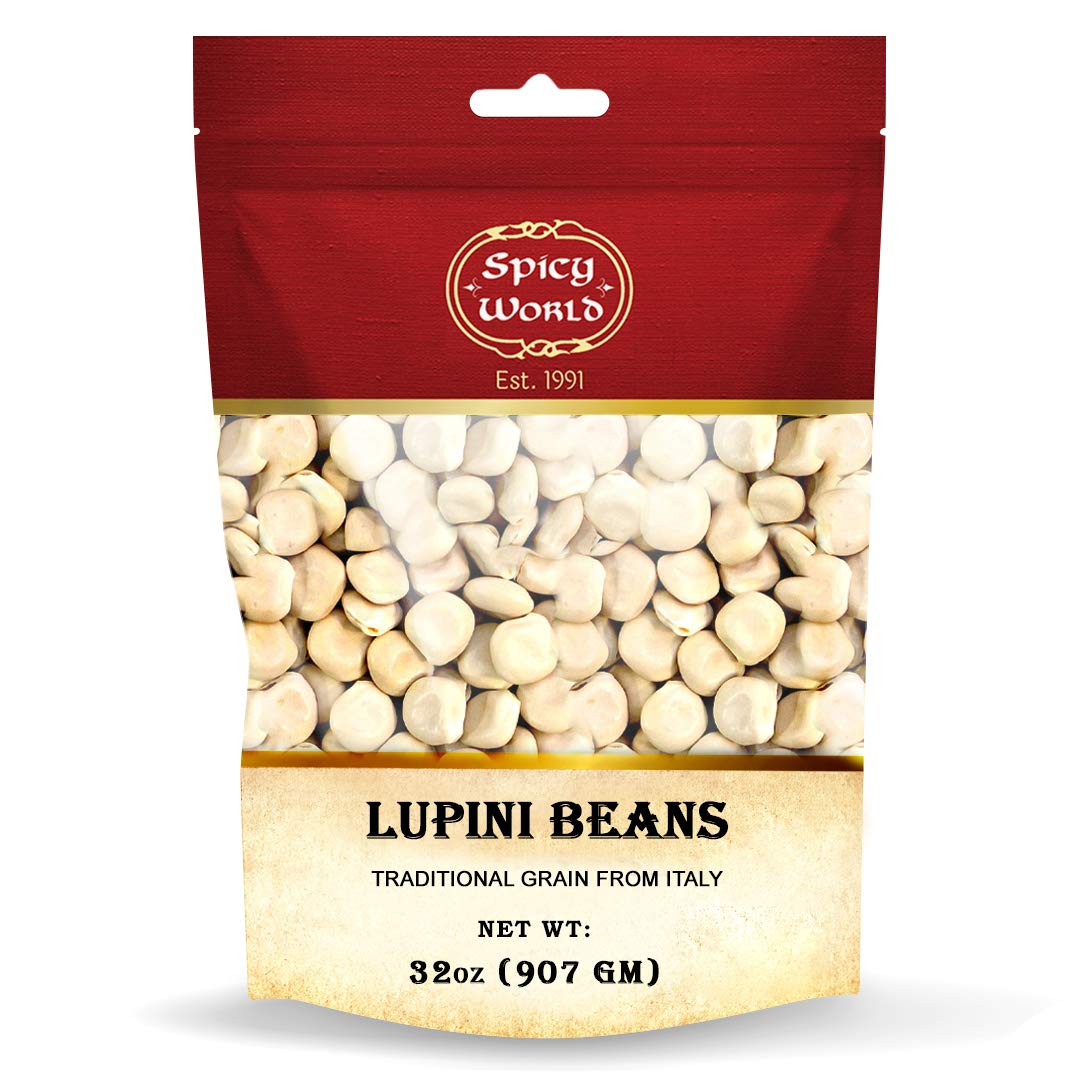 Spicy World Lupini Beans Dry Large 2 Pound Bulk Bag (32oz) - High Protein Legume, Vegan, Authentic