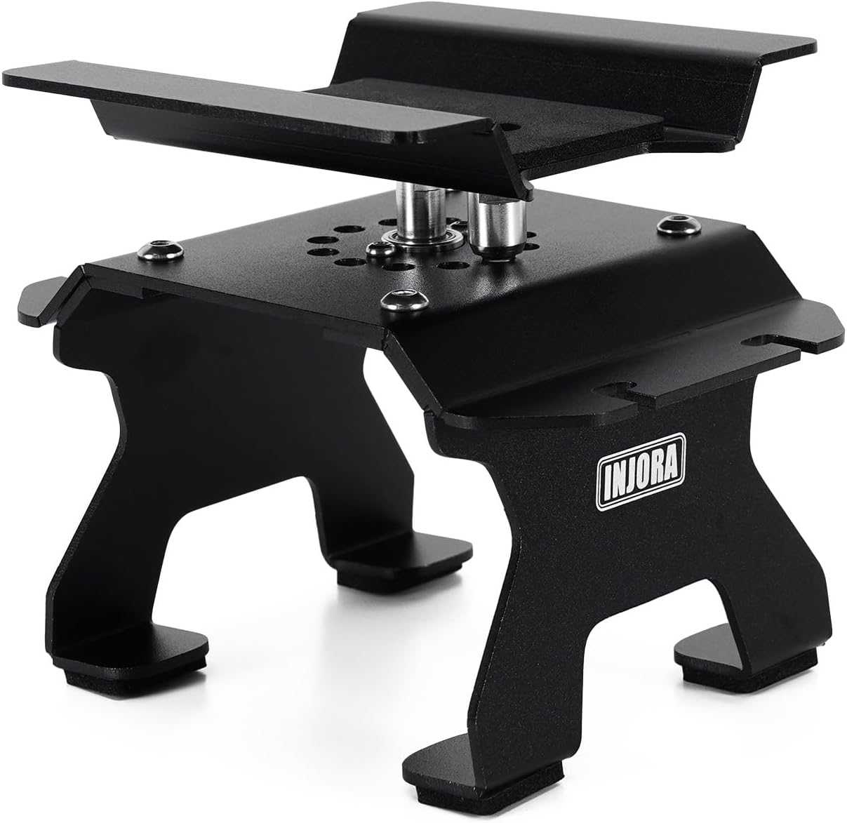 INJORA Aluminum 80g RC Car Stand with Shock Holder for 1/24 1/18 RC Crawler Upgrade(Black)