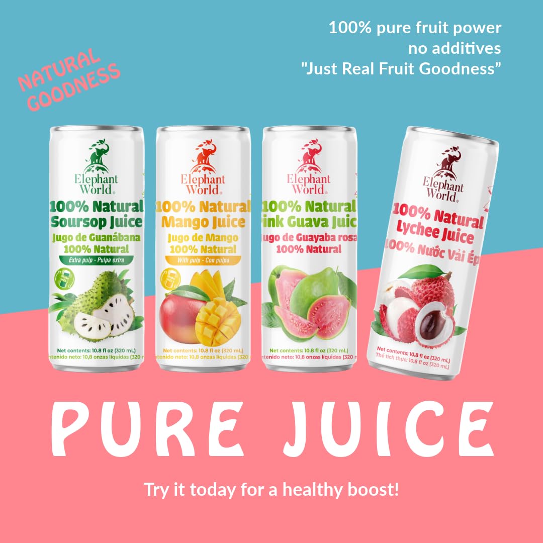 Elephant World 100% Natural Soursop Guanabana Juice 10.8 oz (Pack of 12), Soursop - Image 6