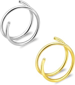 ONESING 20G Double Nose Ring Hoop f...