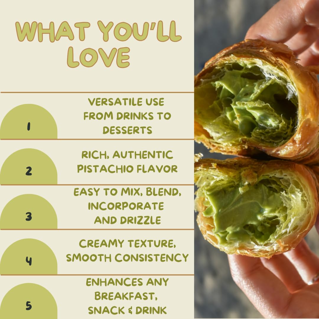 Alma Gourmet Sicilian Pistachio Topping Sauce Imported From Italy | Premium Quality Pistachio Topping Ideal For Ice Cream, Waffles, Pancakes, Crepes, Pastries, Cakes, Overnight Oats, Lattes | 17.6oz (500g) (Pack of 1) - Image 6