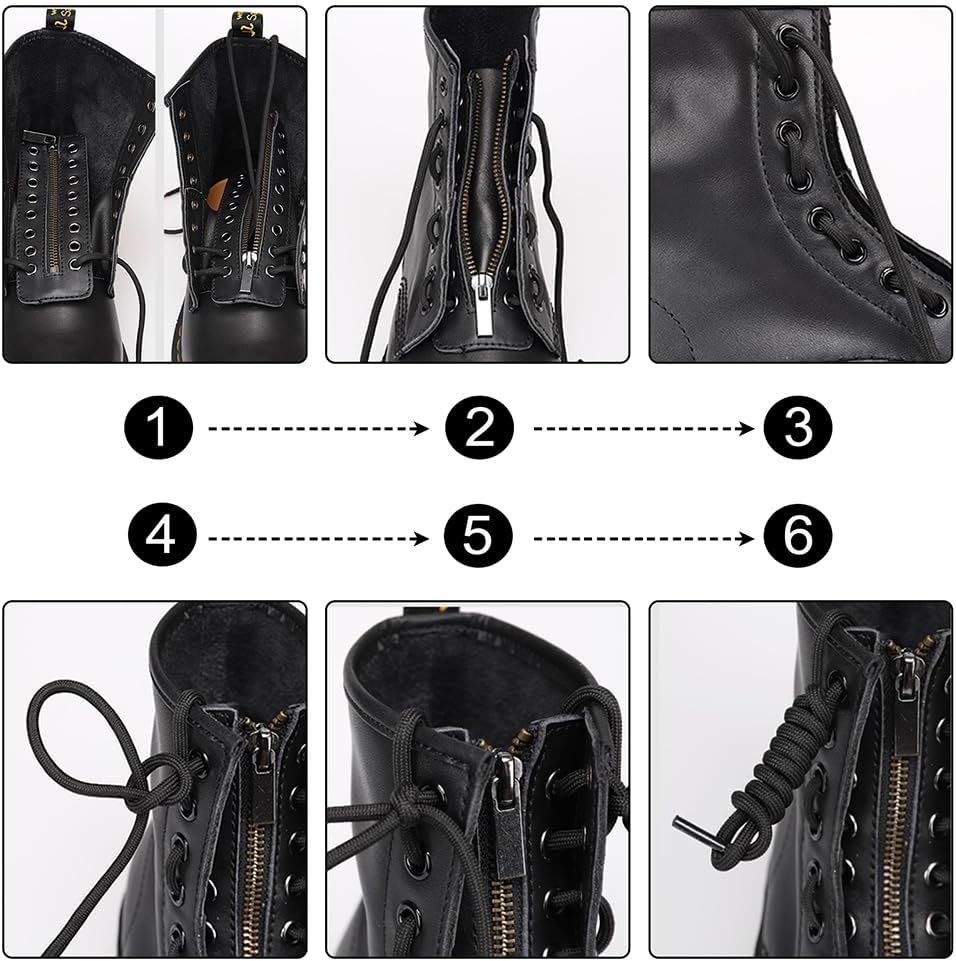 PH PandaHall 2 Pairs Leather Boot Zipper Inserts, 6.9 x 2 Inch Eyelets, 10 Holes No Tie Shoe Laces for Adults Men Women Tieless Sneakers Repair DIY Black - Image 3